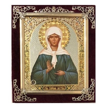 Икона в бархате, Матрона, 15х18 см