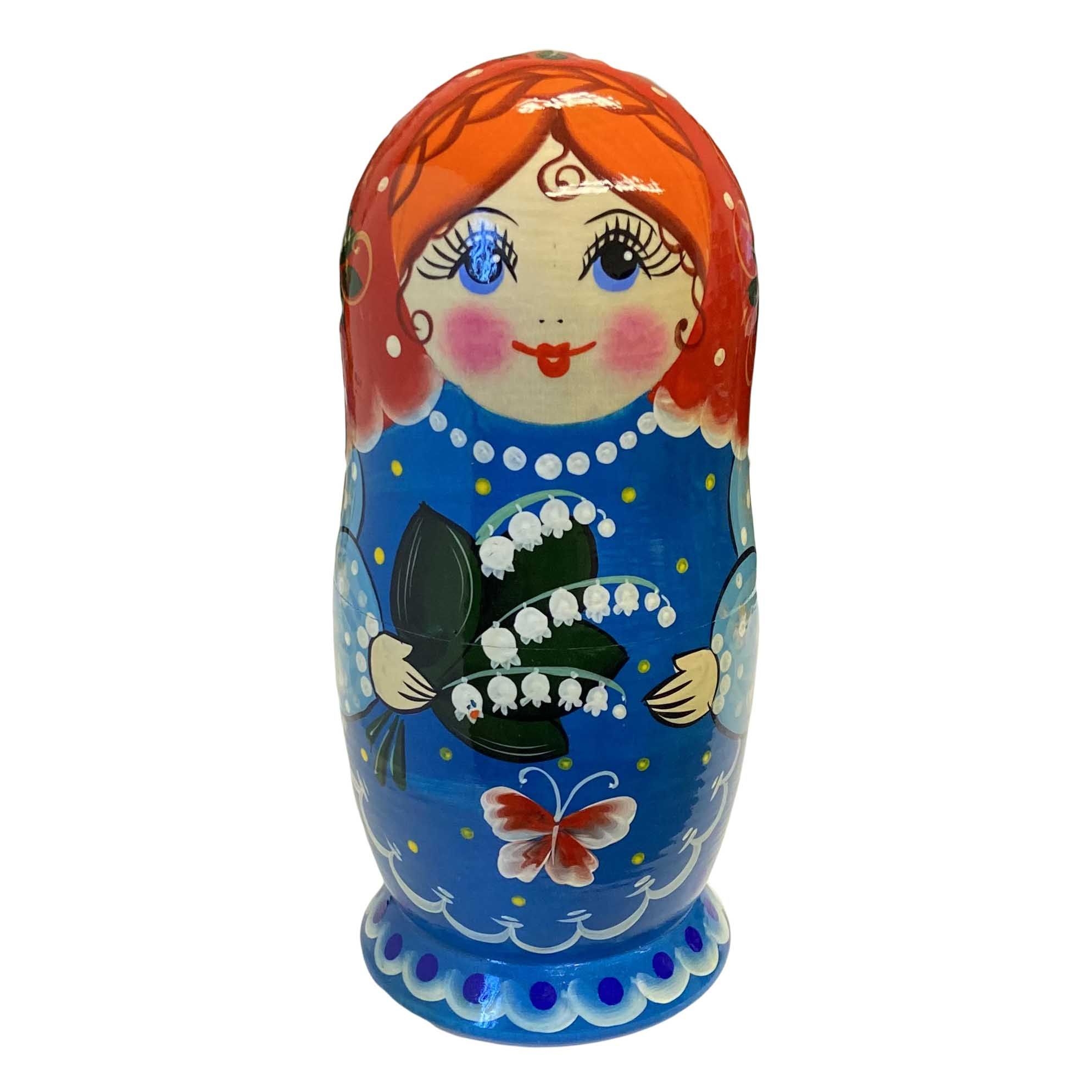 Matröschka "Volksmalerei - "Blau mit Maiglöckchen", 17-18 cm (5 Figuren)