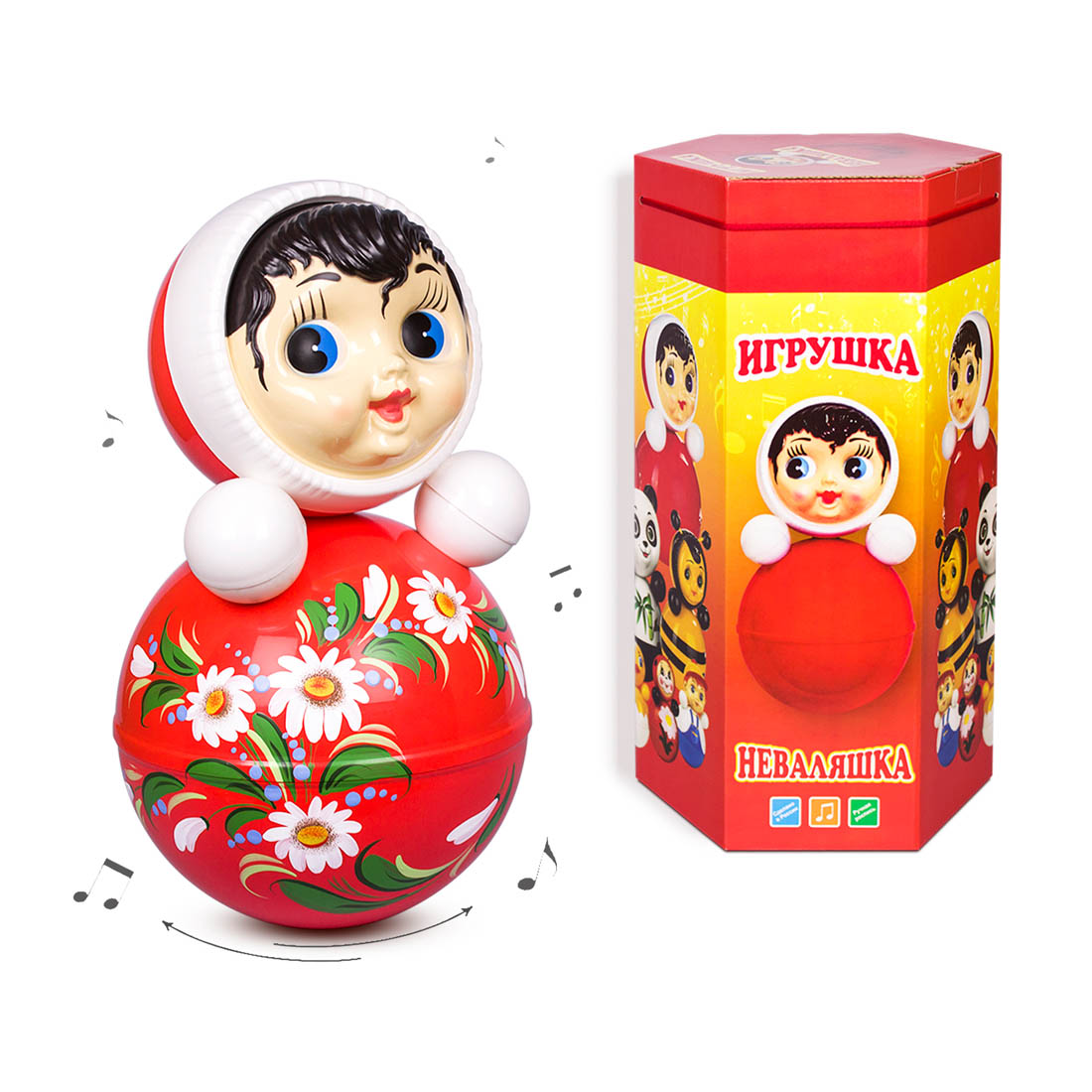 Неваляшка "Девочка" расписная, 36 см