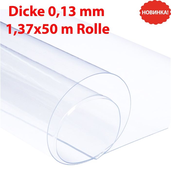 Tischdecke PVC "Crystal", transparent, 1,37m/50m, Dicke 0,13 mm