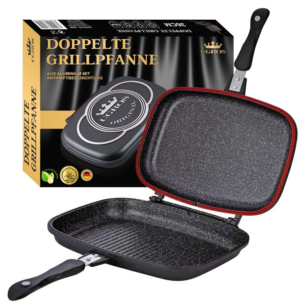 Grill-Pfanne zweiseitig 36х7,5х25/47 cm, aus Aluminium mit Antihaftbeschichtung