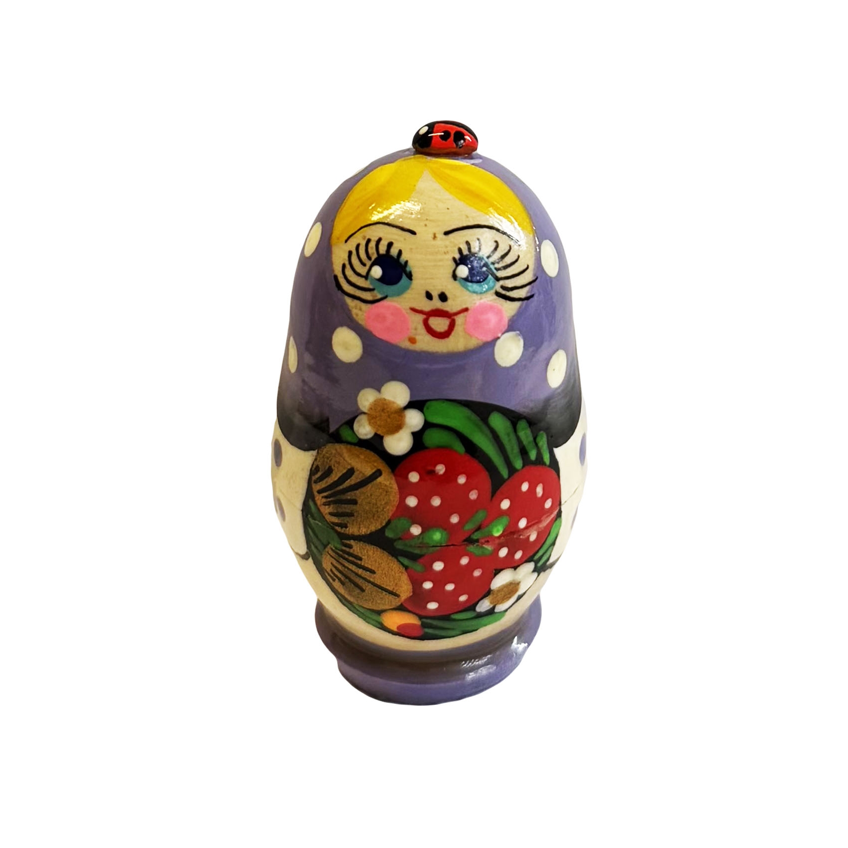 Матрёшка "Народная роспись", "Фиолетовая с божьей коровкой" 6 см (5 мест)