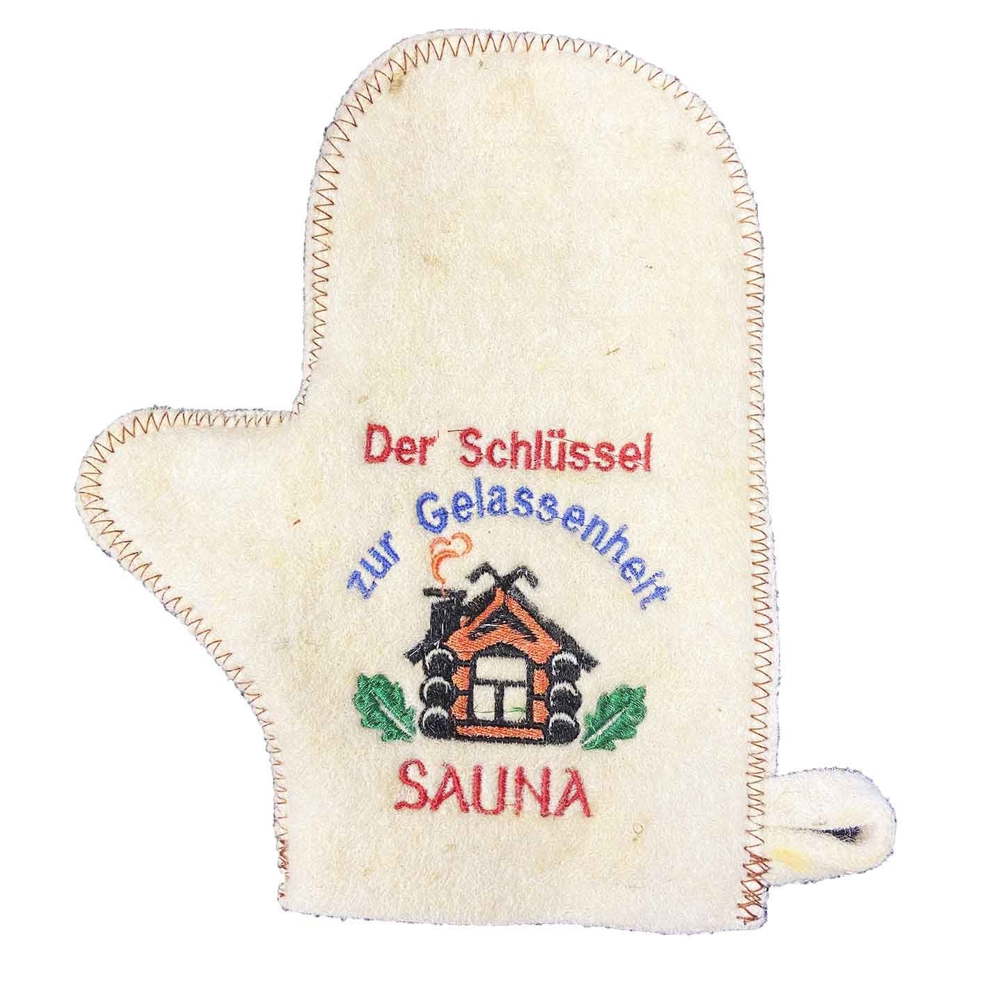 Filzhandschuhe für Sauna "Der Schlüssel zur Gelassenheit Sauna