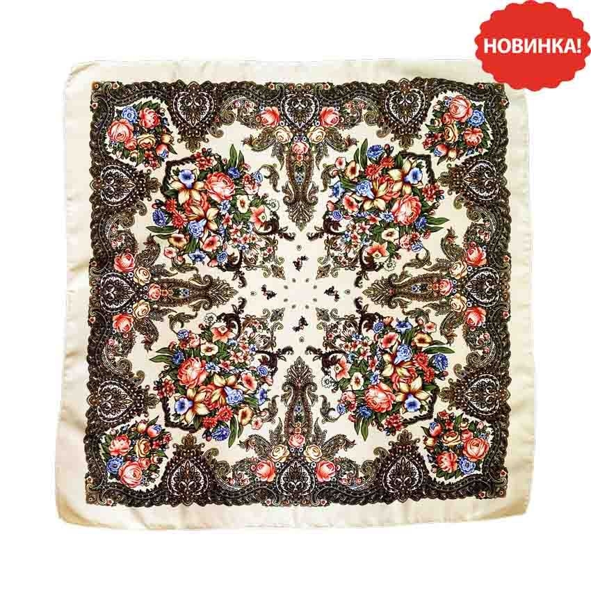 Kopftuch "Volksmotive", weiß, 70x70 cm