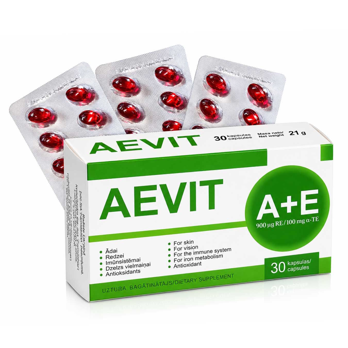 Aevit A+E, (Vitamin А und Vitamin E), 30 Kaps.