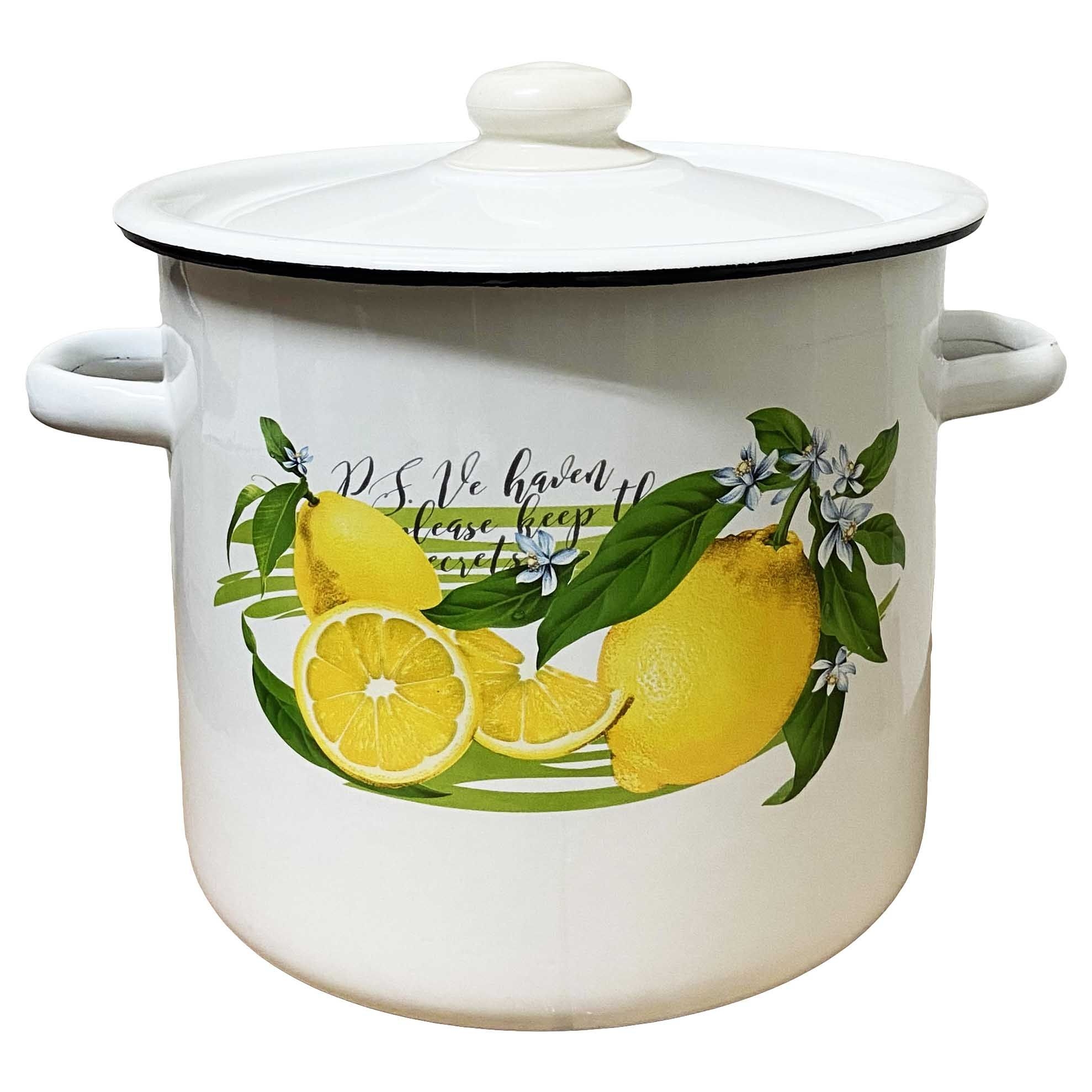 Кастрюля эмалированная, 7 л - "Лимоны"