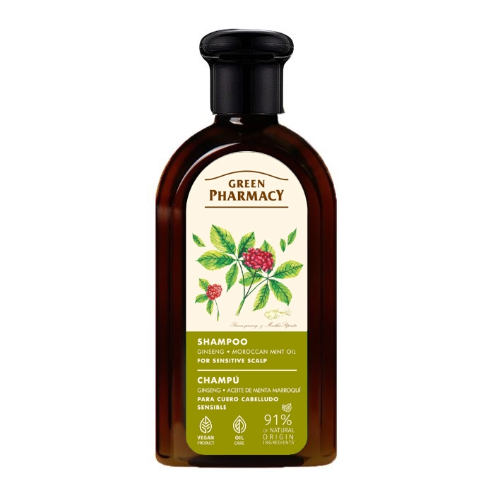 "Green Pharmacy" - Shampoo "Ginseng- und marokkanisches Minzöl", für empfindliche Kopfhaut, 350 ml