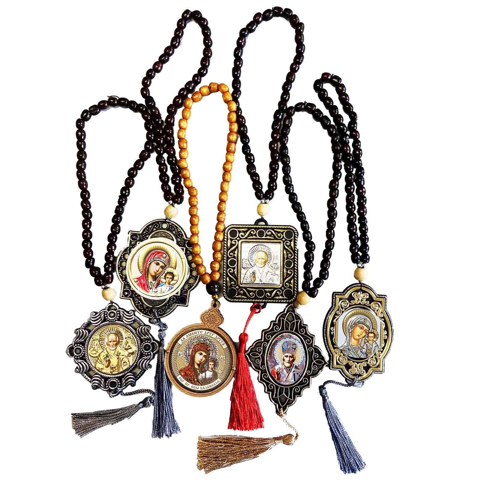 Aufhänger-Set mit Holzrosenkranz "Liki" aus Holz und Kunststoff für Auto