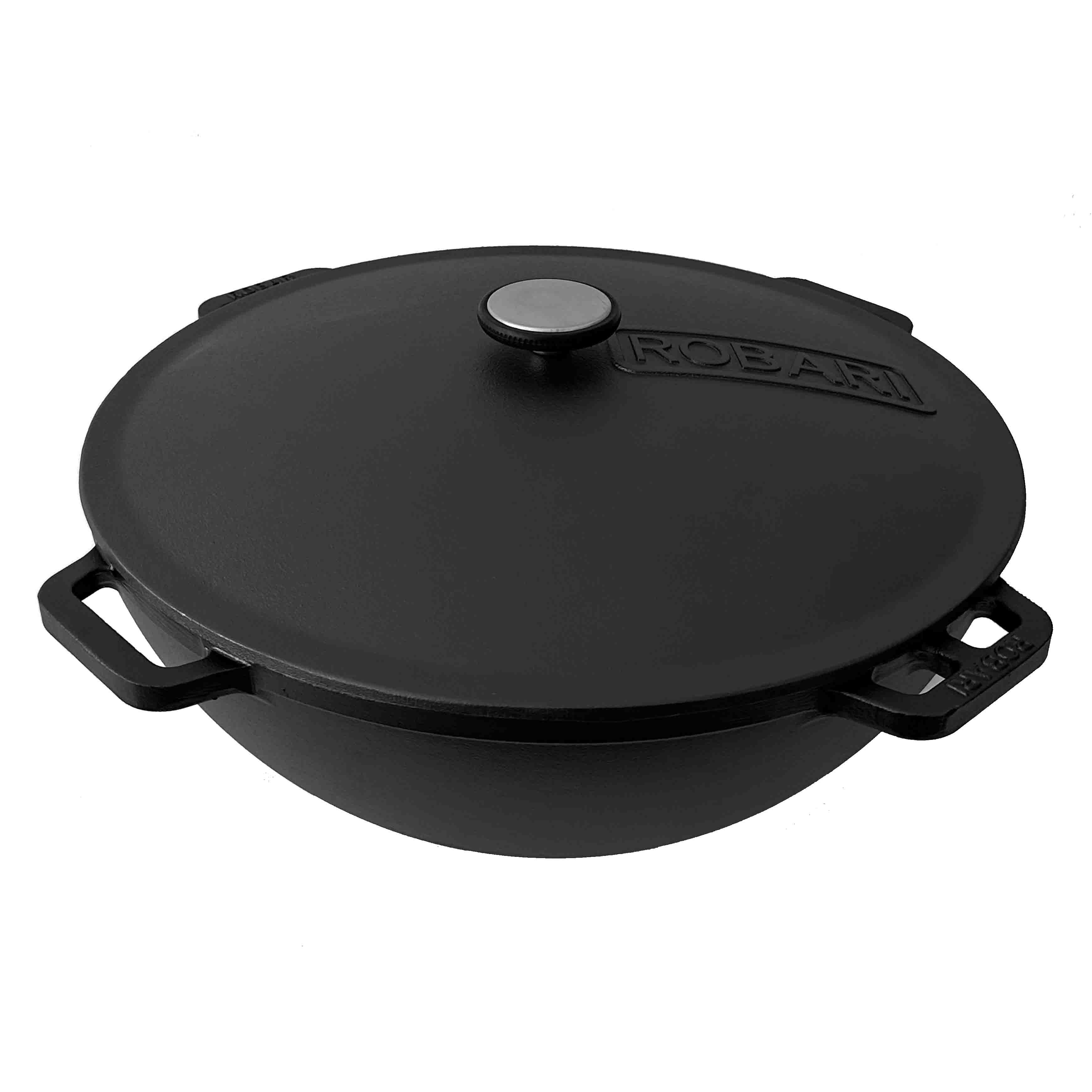 Kasan 12 L, Wok Asia mit Deckel aus Gusseisen (KA12-1)