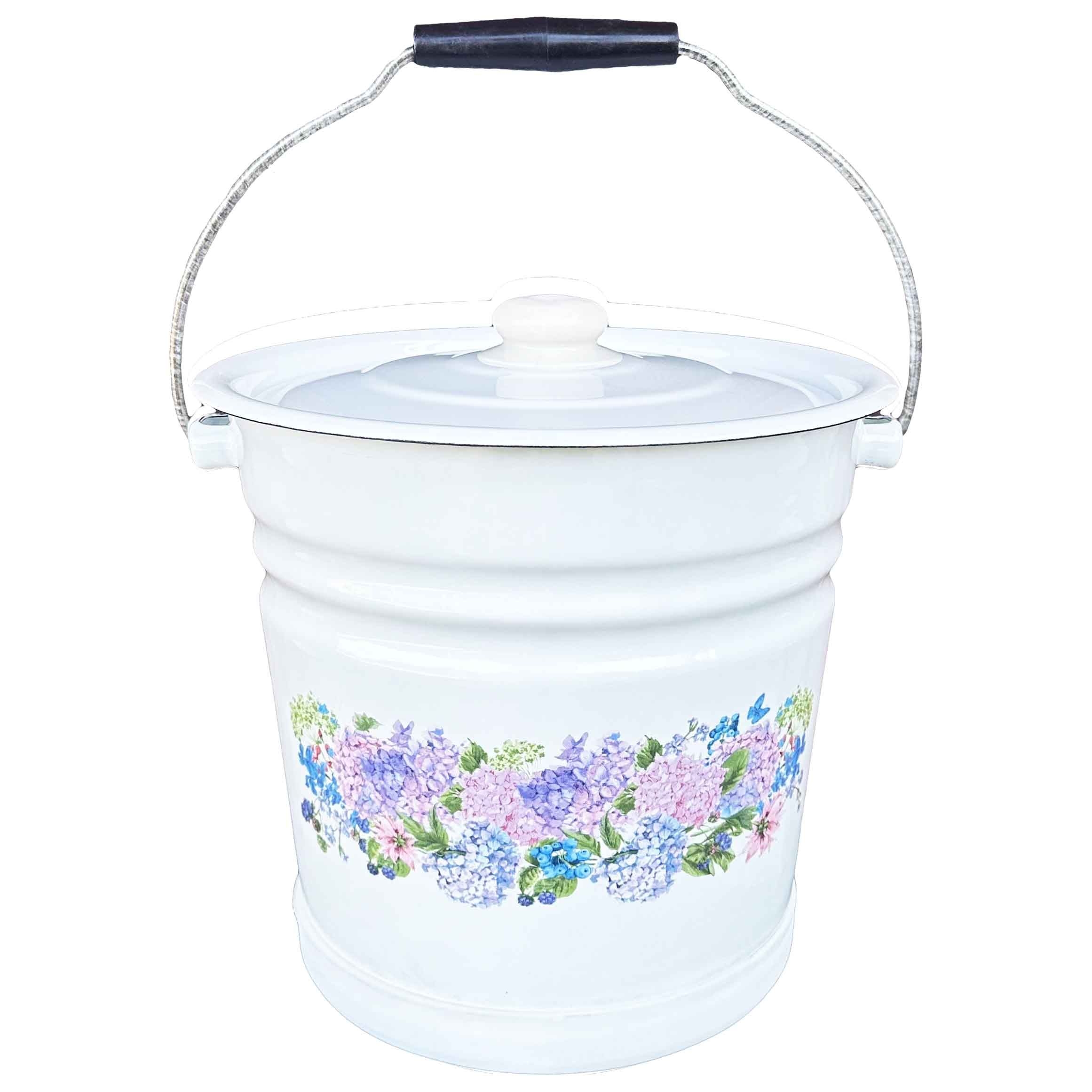 Eimer mit Deckel und Stand "Anabel", 12 L, emailliert konisch