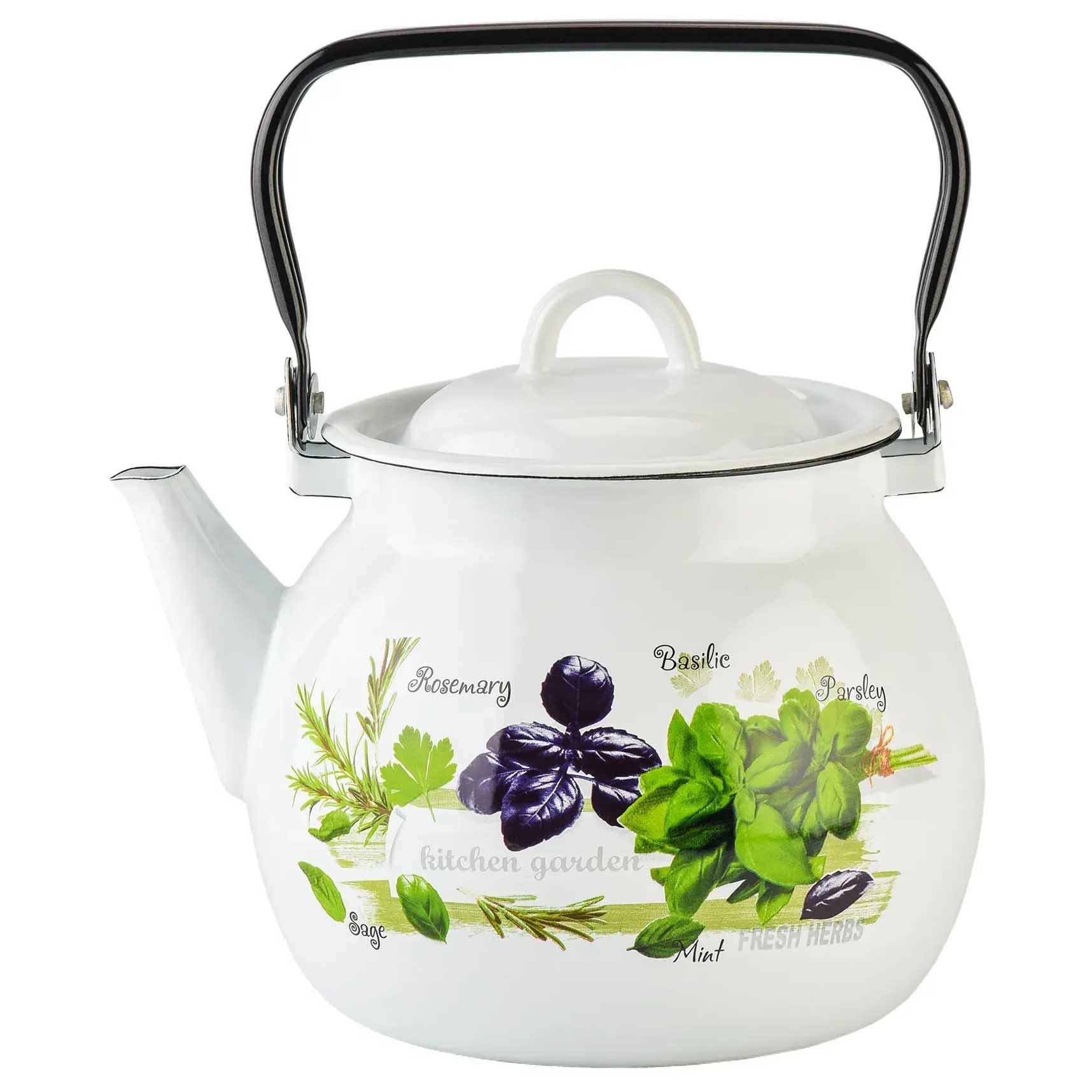 Teekanne, emailliert, 3,5 L "Frische Grün", sphärisch