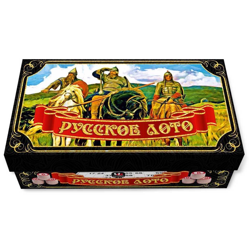 Brettspiel "Russkoe Loto" in Karton "Bogatyrer"