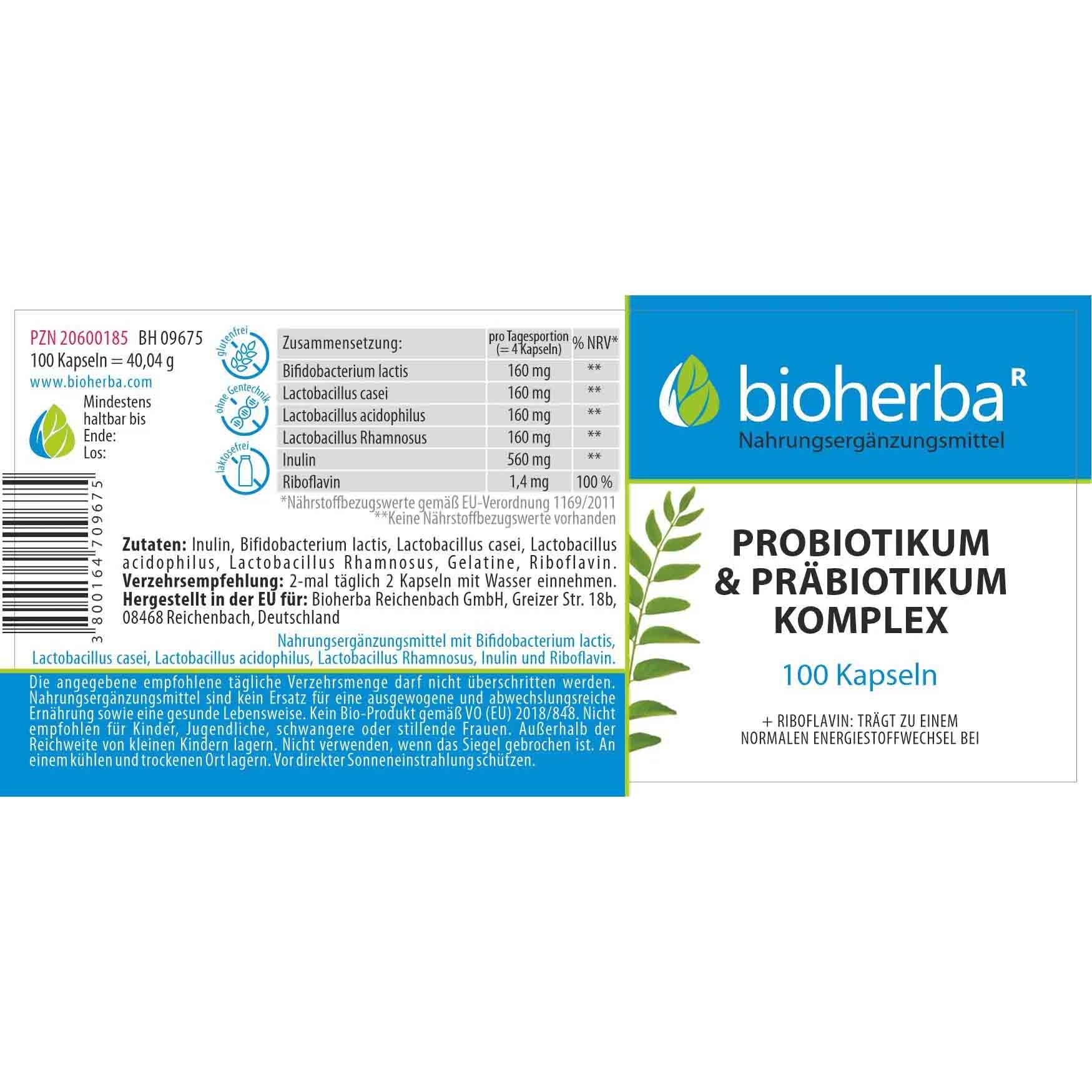 "Bioherba" - Probiotikum & Präbiotikum Komplex, 100 Kapseln