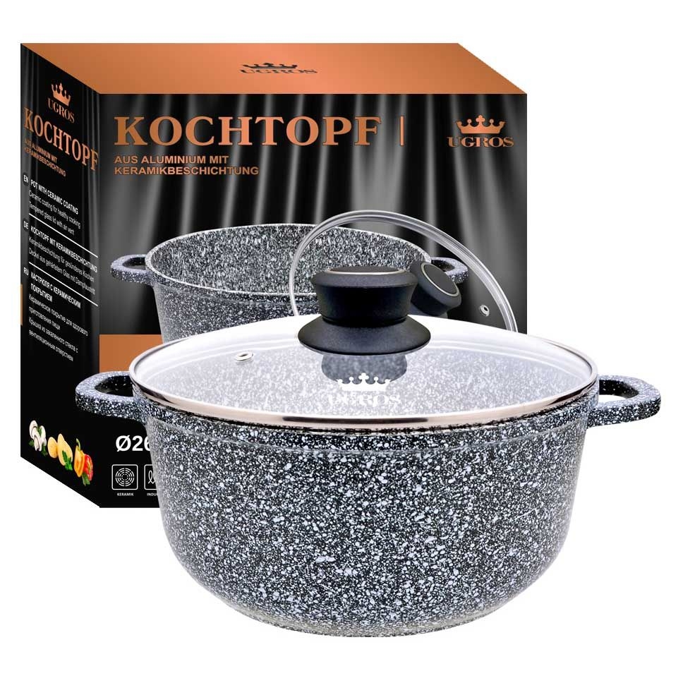 Topf 5,5 L, Ø 26 cm, aus Aluminium mit Keramikbeschichtung