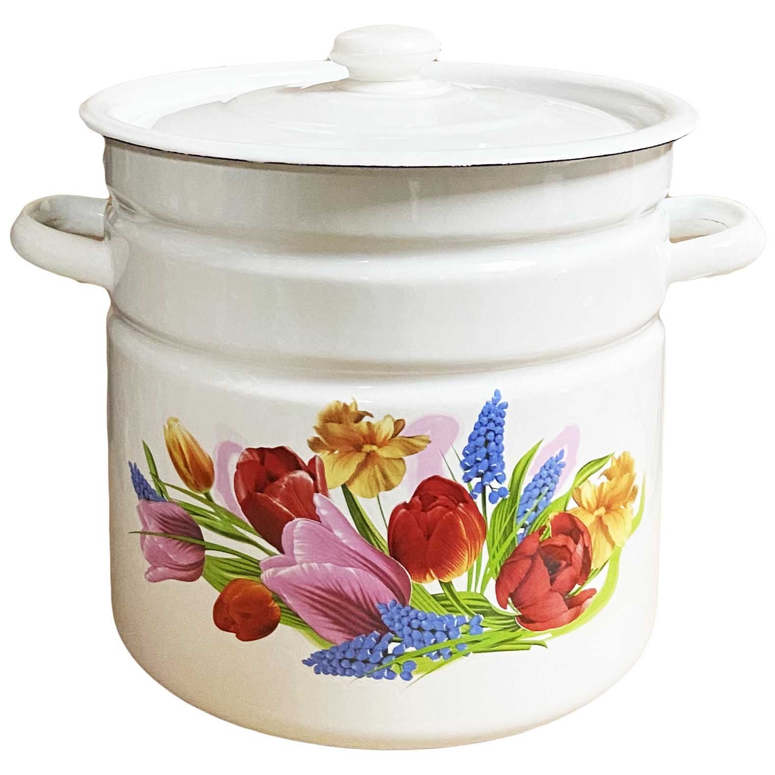 Topf, emailliert "Blumenstraus",12,0 L