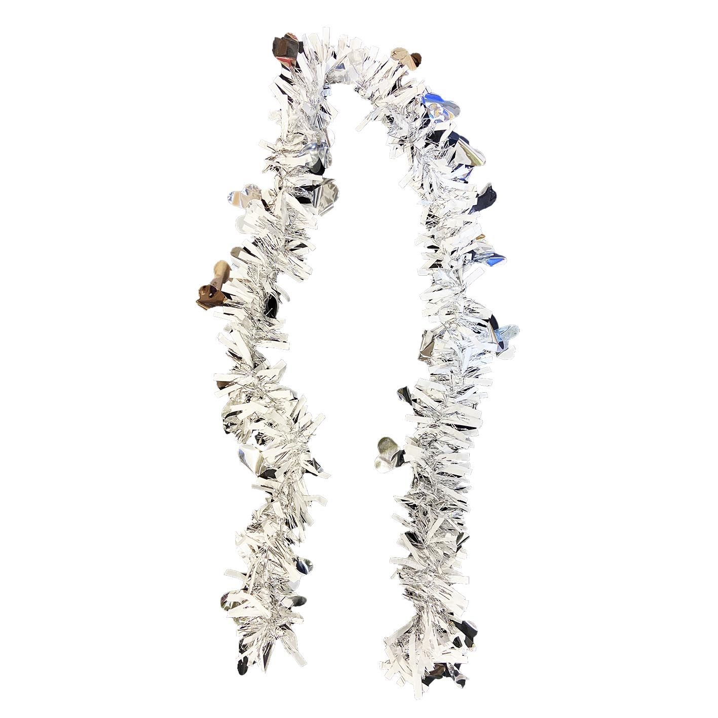 Елочное украшение "Гирлянда", серебряная сердечками, Ø 9х150 см