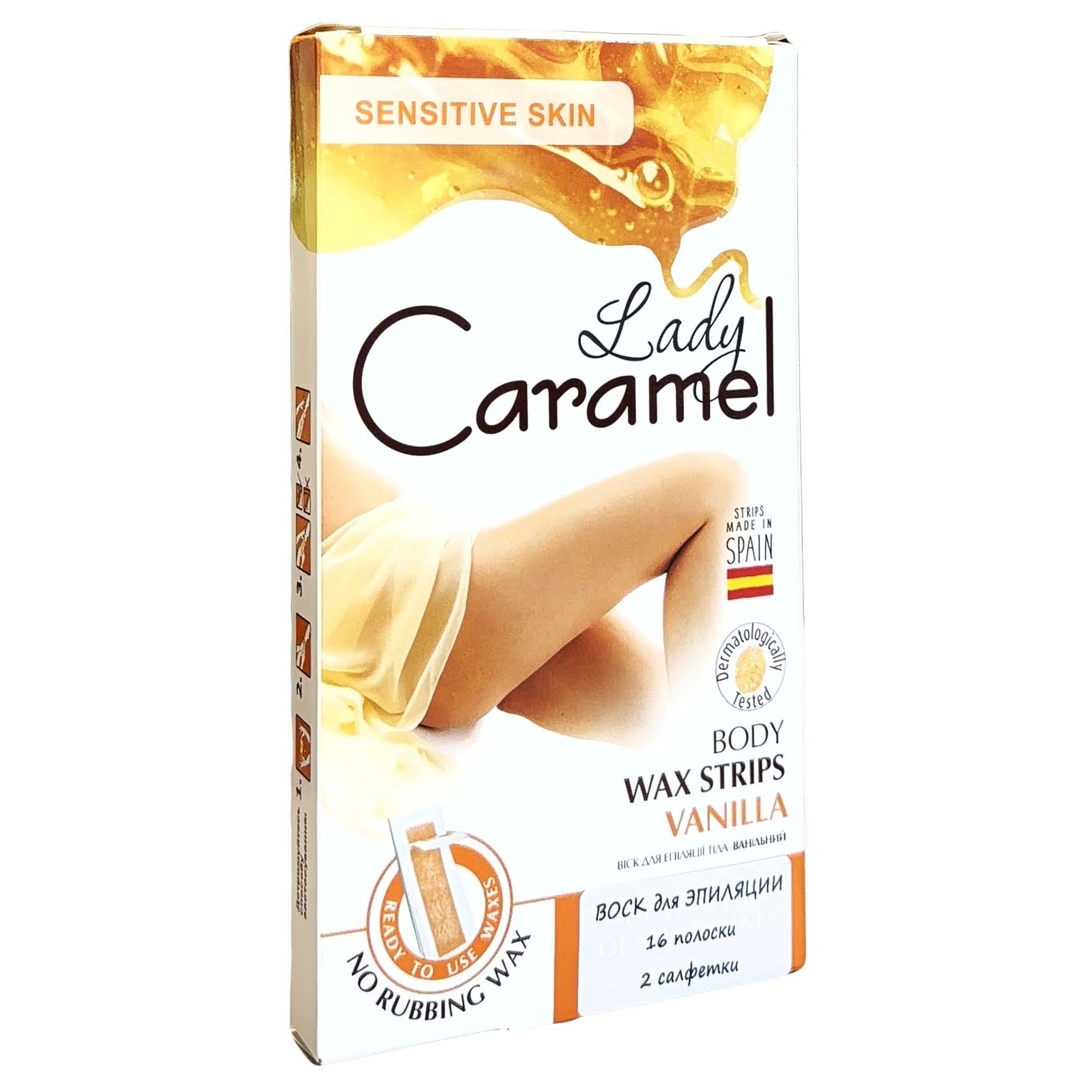 "Lady Caramel" Wachsstreifen für Körperhaarentfernung, Vanille, 16 St.
