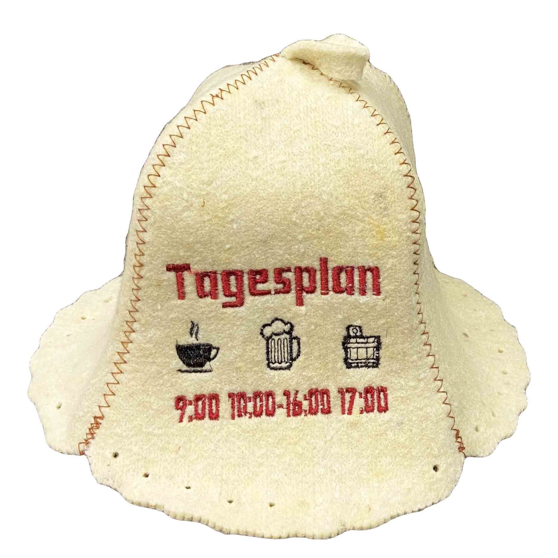 Filzhut für Sauna, "Tagesplan"