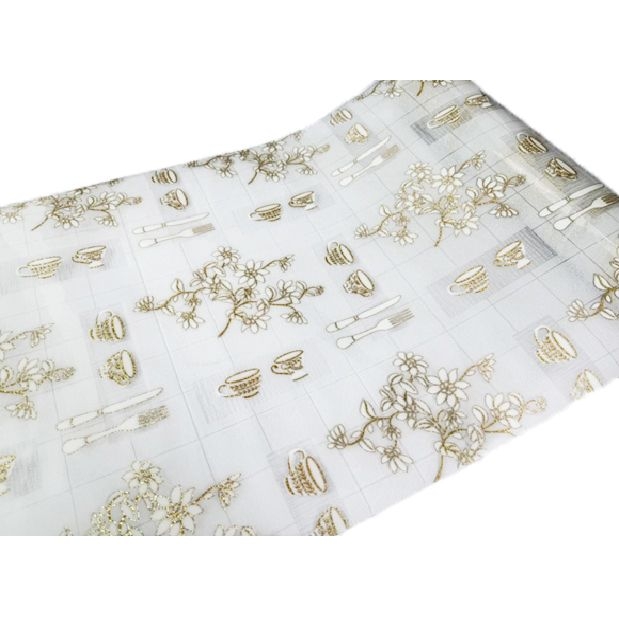 Tischdecke PVC "3D", 90cm/10m, Tassen, Besteckе, Blumen, (6096)