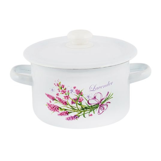 Topf, emailliert "Strauß Lavendel", 2,0 L, zylindrisch