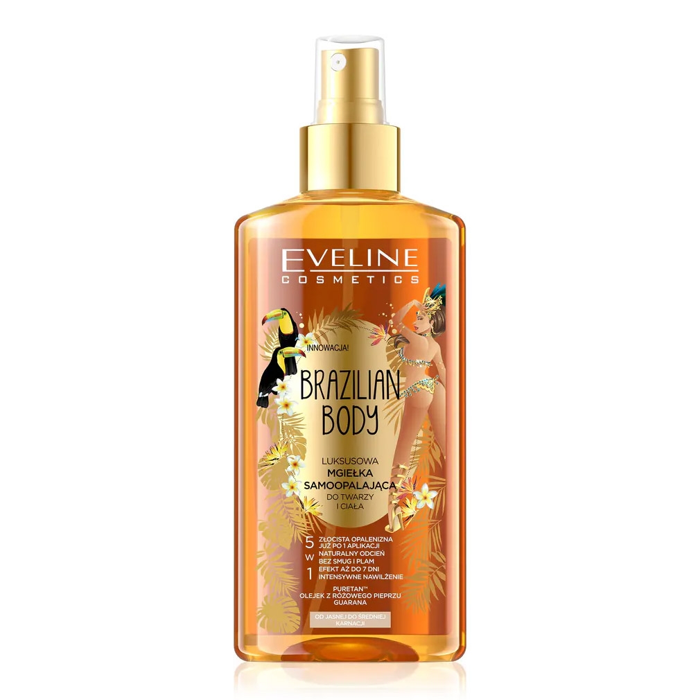 Eveline - "Brazilian Body" Luxuriöses Selbstbräunungsnebelspray für Gesicht und Körper 5-in-1, 150 ml