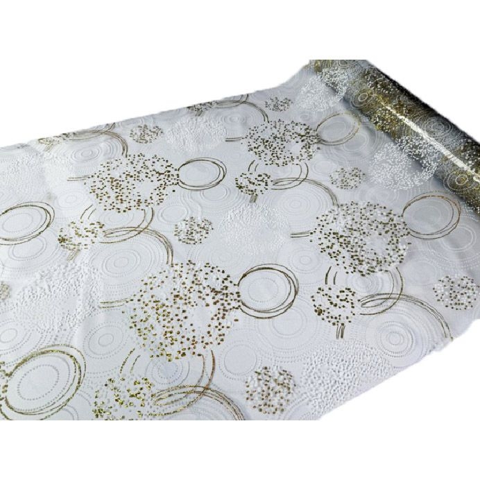 Tischdecke PVC "3D", 100cm/10m, Goldene Kreise und Punkte, (6099)
