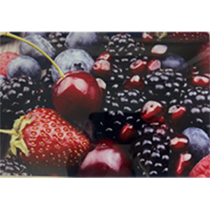 Schneidebrett-Abstell/Serviertablett aus Glas "Ягоды", 20x30 cm (N21)