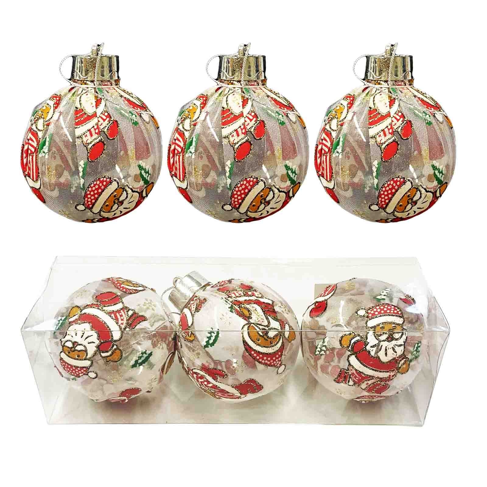 Набор елочных шаров, пластик, Ø 8 cm, "Деды морозы", 3 шт.