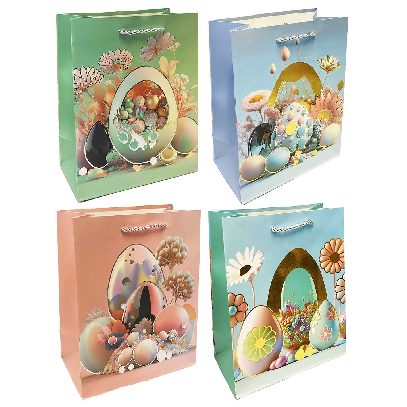 Набор подарочных сумок, S, 23x18 см, "Пасхальные яйца"