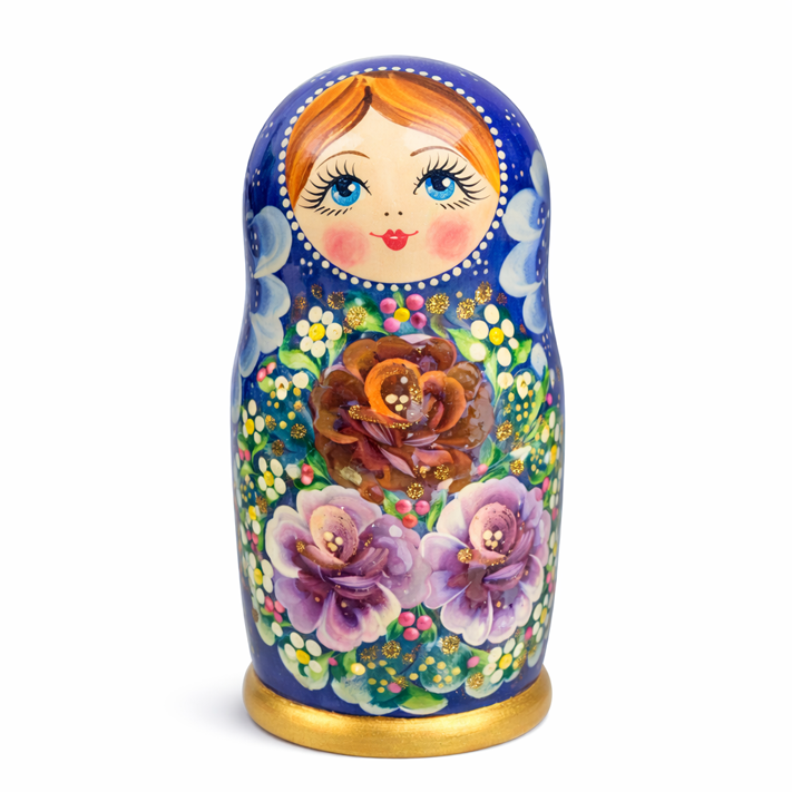 Матрёшка «Золотая фантазия – Вечерние цветы», 22–23 см (7 мест)