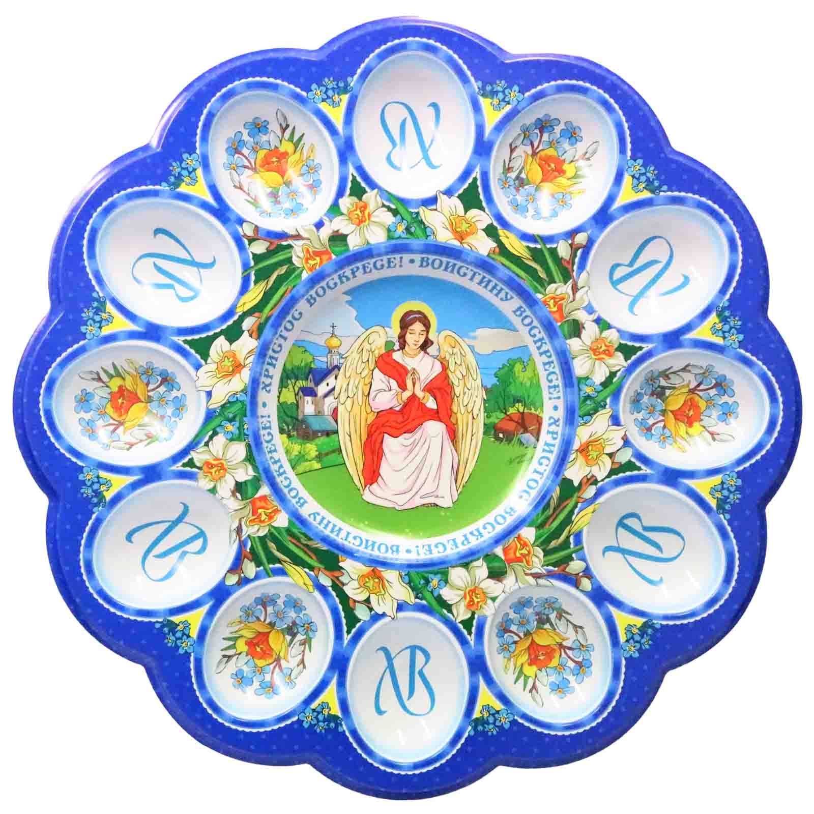 Tablett für 12 Ostereier "Engel XB" blau