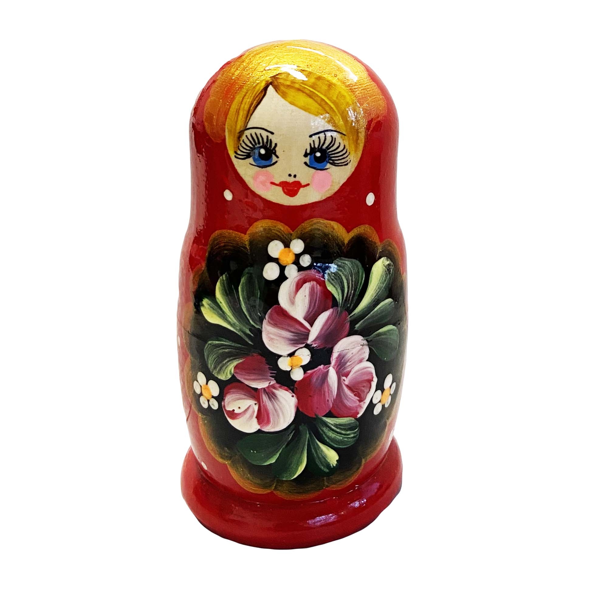 Matröschka "Volksmalerei", "Rot mit Blumen", 10-12cm (5 Figuren)