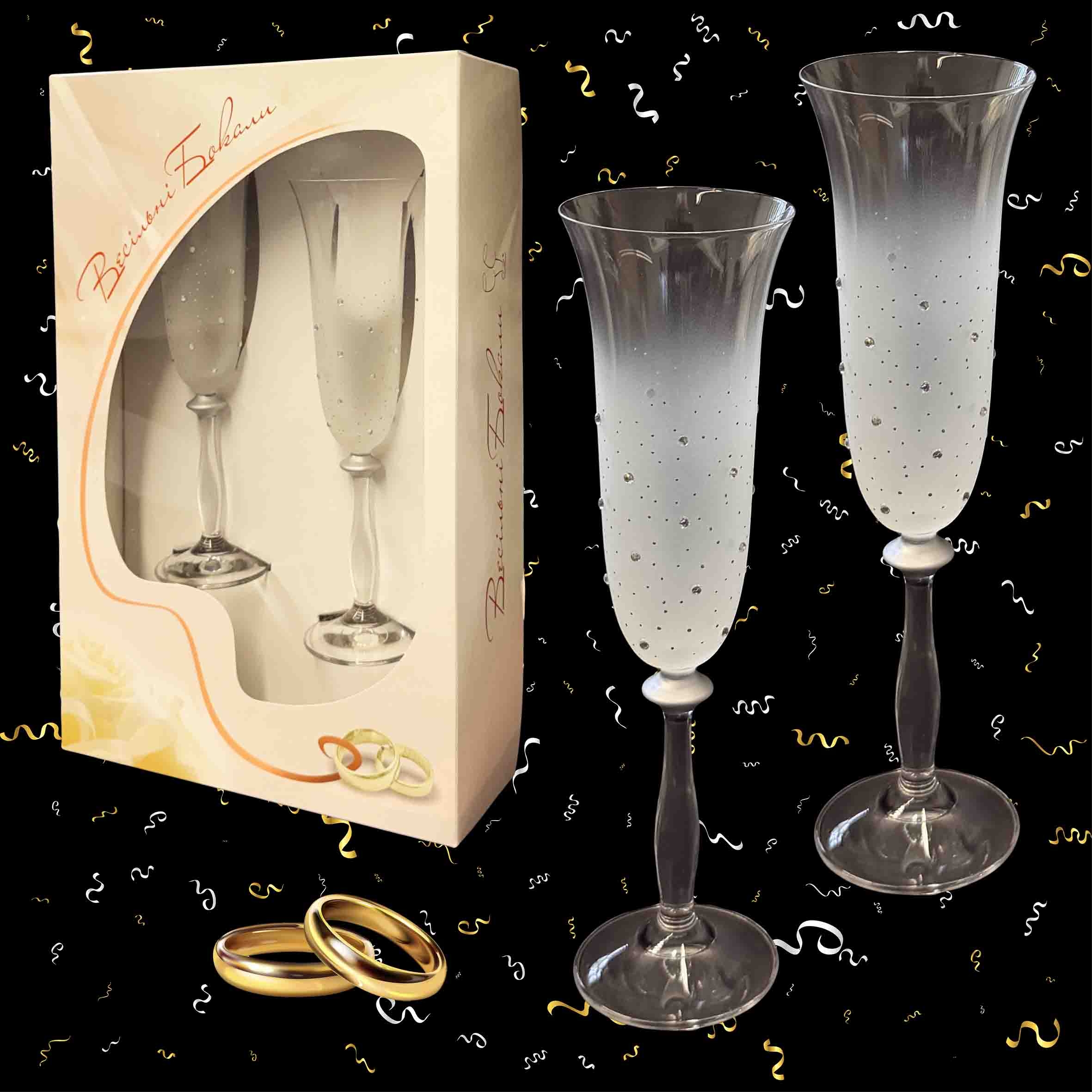 Geschenkset aus 2 Hochzeitsgläsern "Loretta", Böhmisches Glas, handbemalt, 180 ml