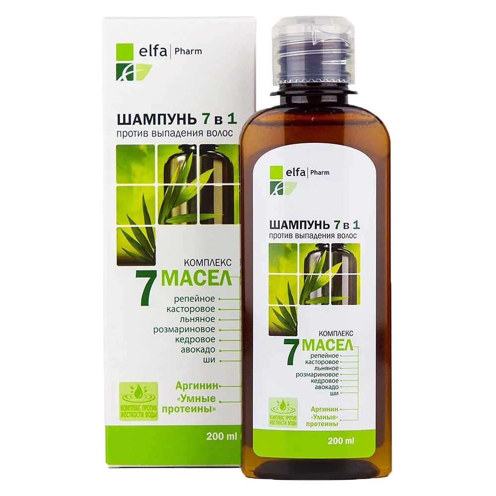 "Elfa Pharm" Shampoo 7in1, Komplex aus 7 Ölen gegen Haarausfall, 200