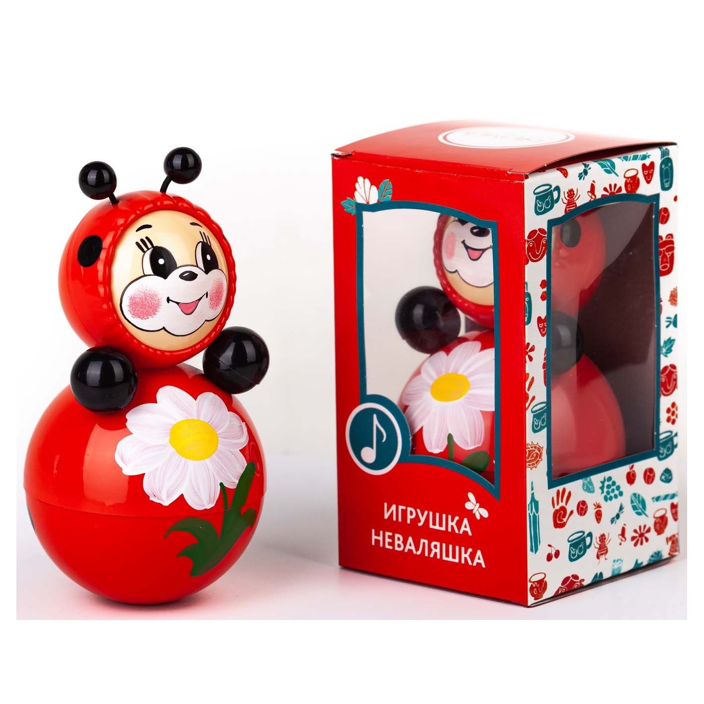 Неваляшка "Божья коровка", 15 см