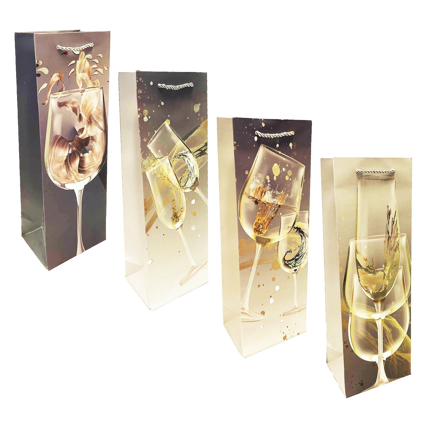 Geschenktasche für eine Flasche "Gläser mit Gold", 36x13 cm