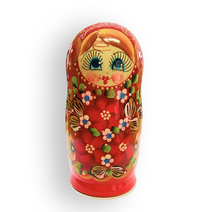 Matröschka "Volksmalerei", "Rot mit großem Blumenmotiv", 15 cm (5 Figuren)
