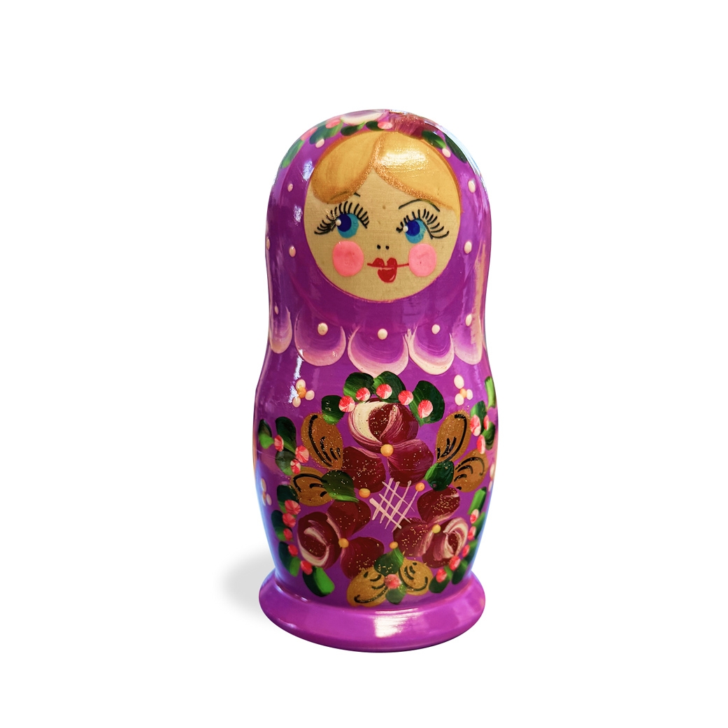 Матрёшка "Народная роспись", "Фиолетовая с цветами", 10-12 см (3 места)