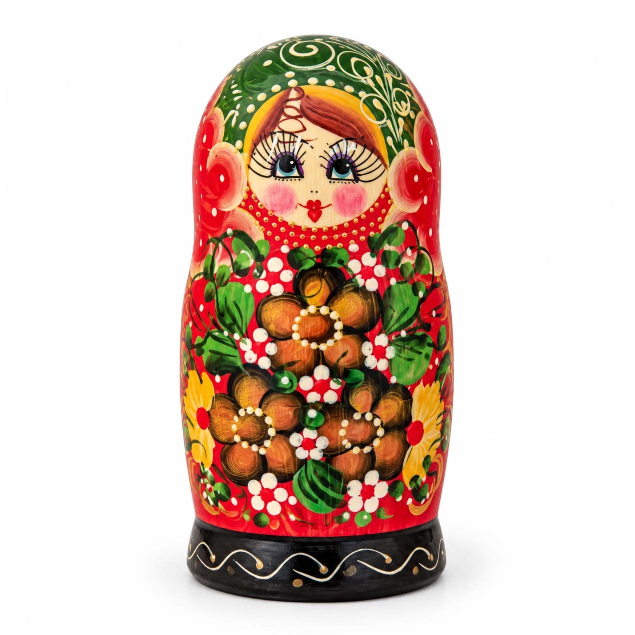 Матрёшка "Народная роспись - "Красная с 3 цветами", 17-18 см (5 мест)