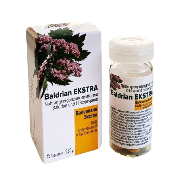 Baldrianextrakt "Ekstra", in Glasflasche mit Verpakung, 45 Tab.