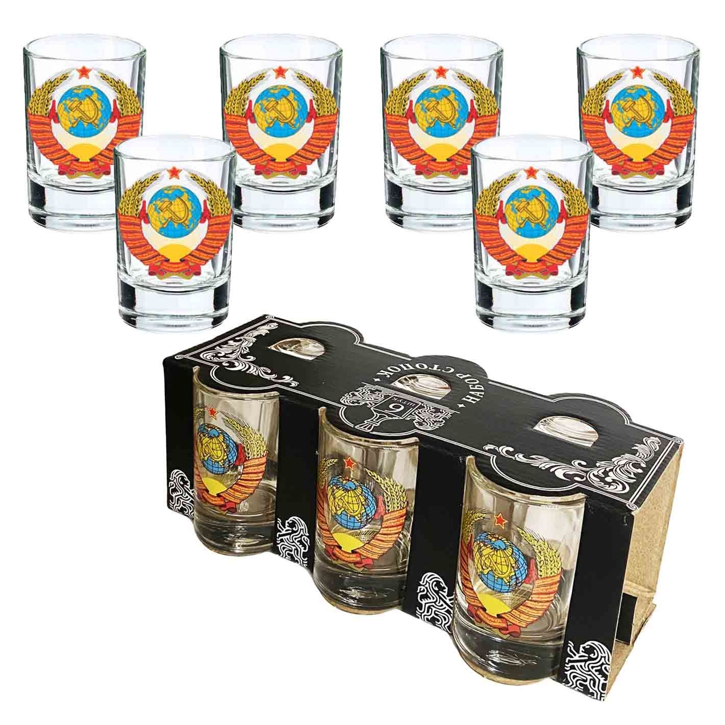 Wodkagläser-Set "Nabor Stopok" aus 6 St., "Wappen von USSR", 50 ml