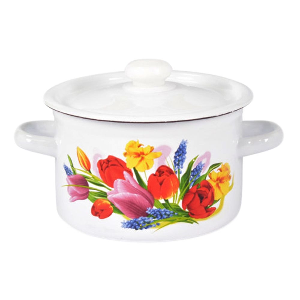 Topf, emailliert "Blumenstrauß", 2,0 L, zylindrisch