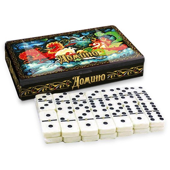 Brettspiel "Domino - "Palech "Trojka" in Metalbox