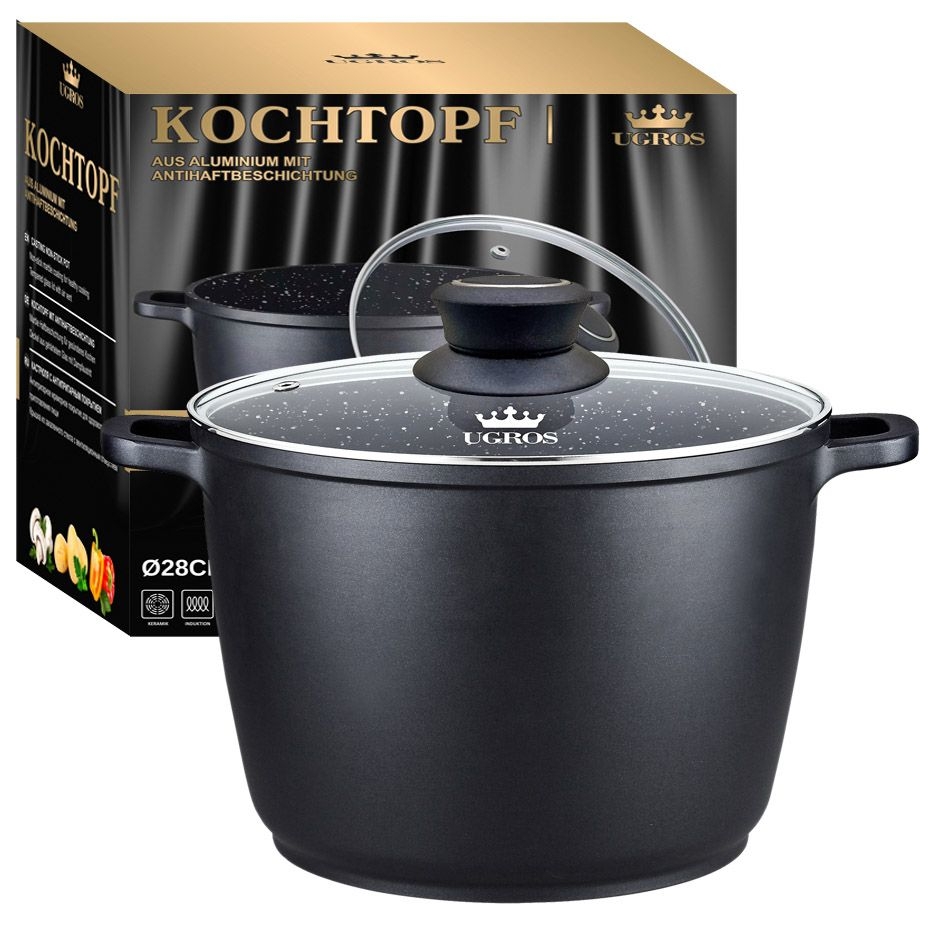 Topf 10 L, Ø 28 cm, aus Aluminium mit Antihaftbeschichtung