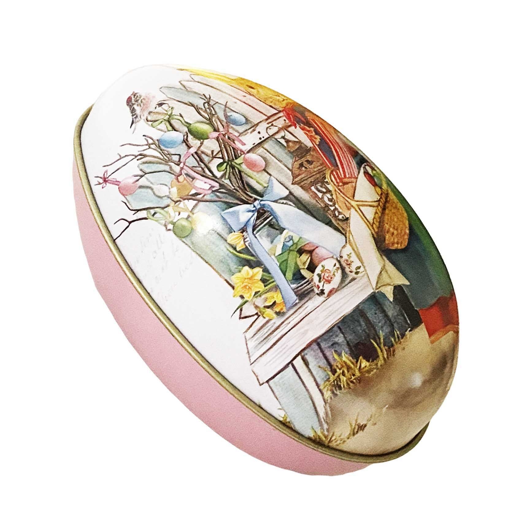 Ostereier-Schatulle "Oster Hase", aus Metall, rose, 11x6,5x7 cm