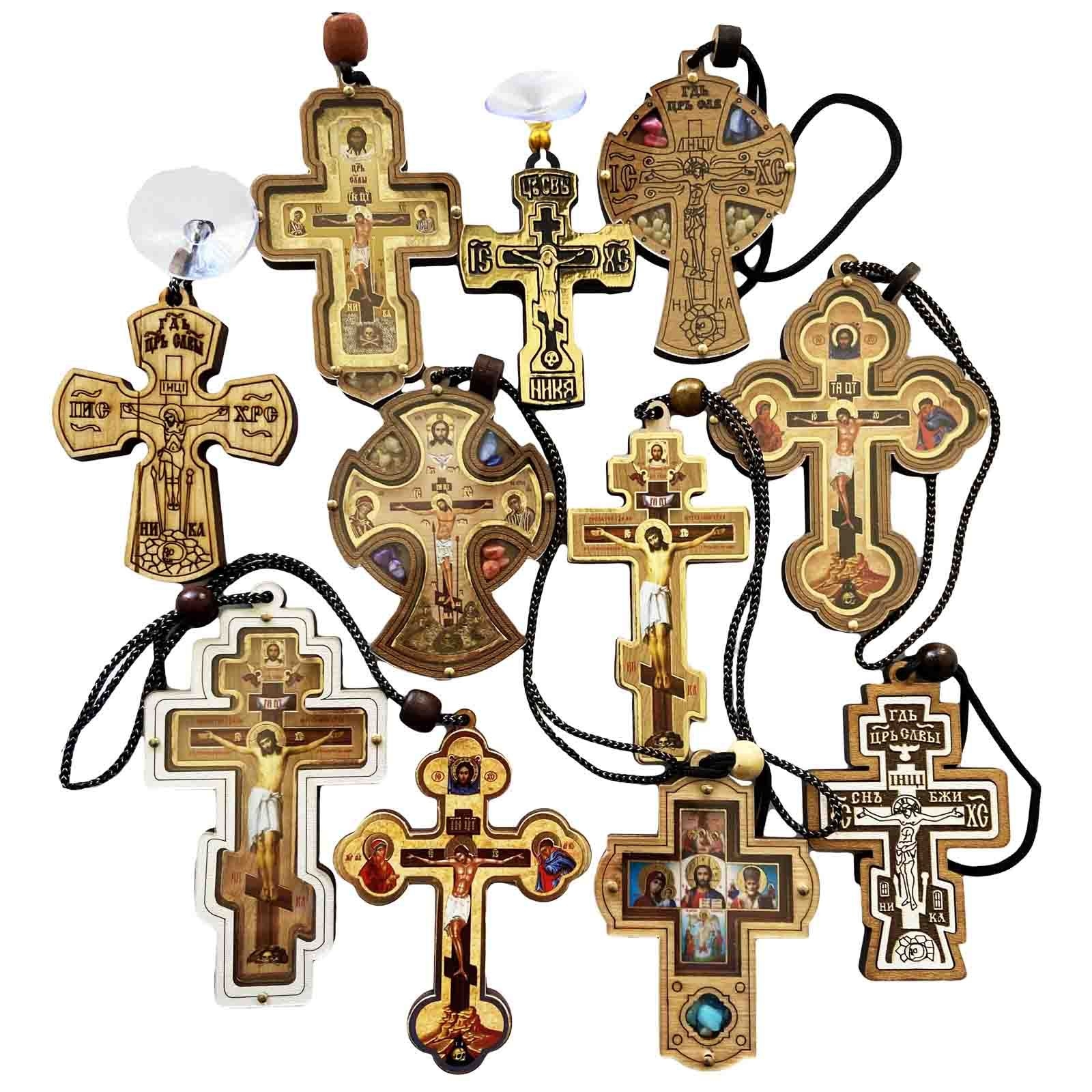 Aufhänger für Auto, Kreuze - Set, aus Holz