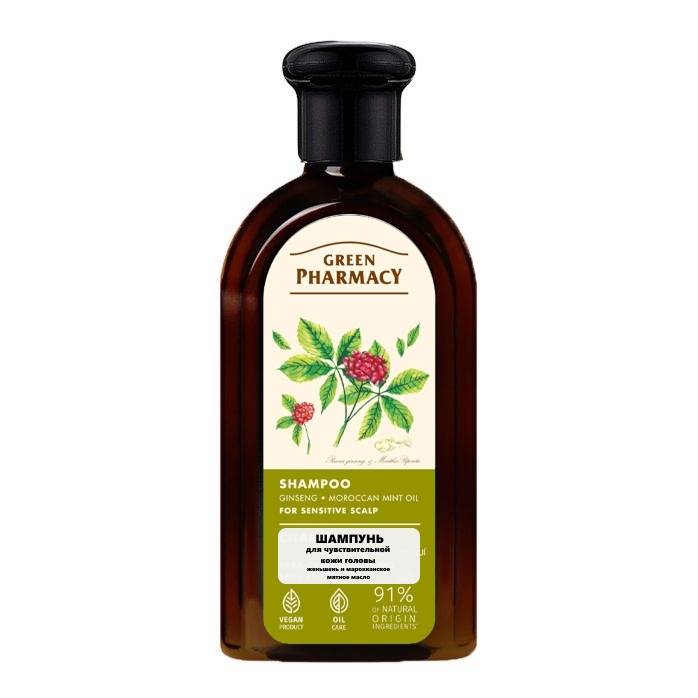 "Green Pharmacy" - Shampoo "Ginseng- und marokkanisches Minzöl", für empfindliche Kopfhaut, 350 ml