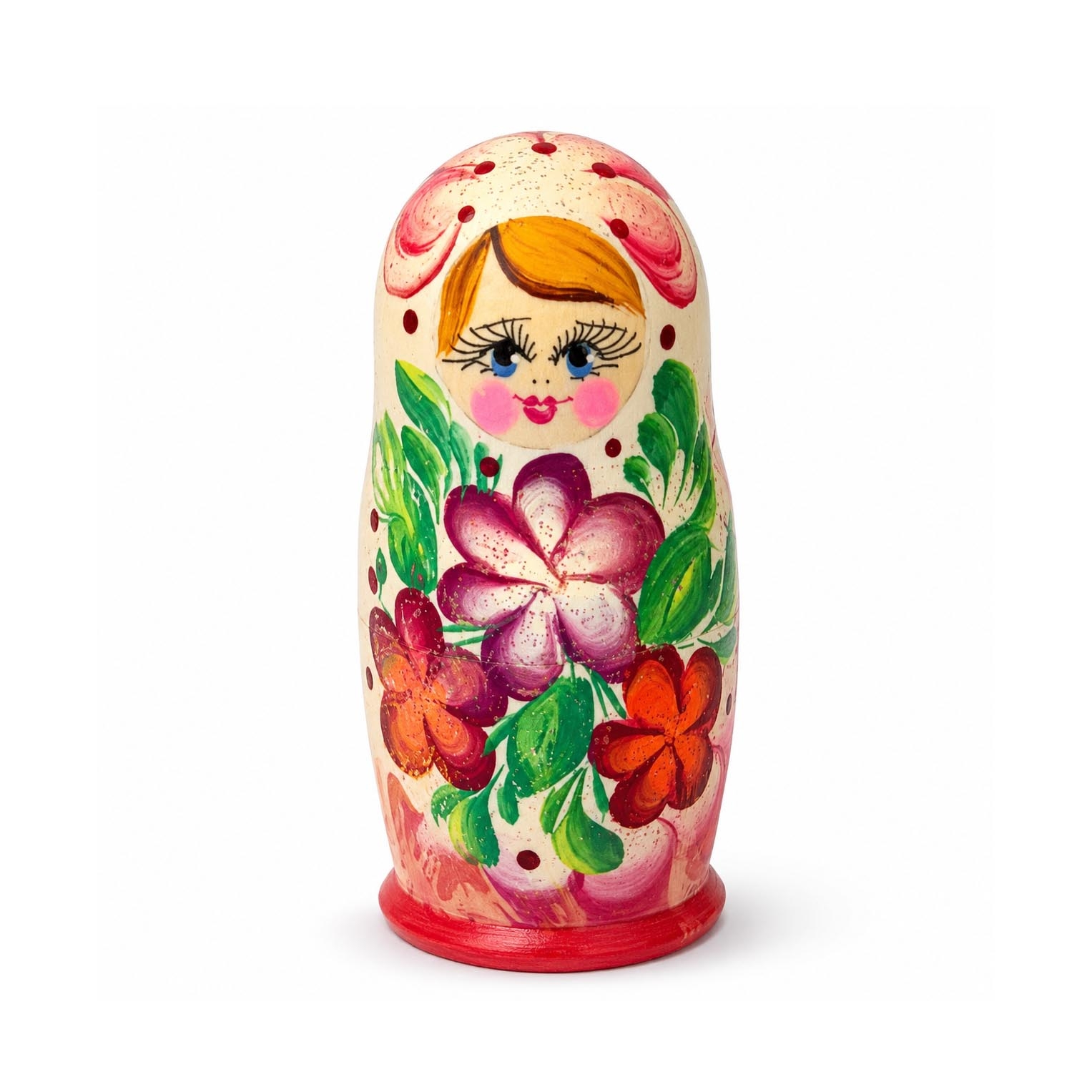 Матрёшка "Народная роспись", "Белая с красными цветами", 10-12 см (3 места)