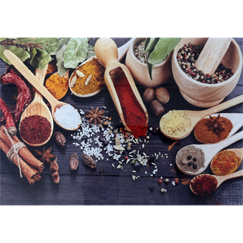 Schneidebrett-Abstell/Serviertablett aus Glas "Приправы", 20x30 cm (N23)