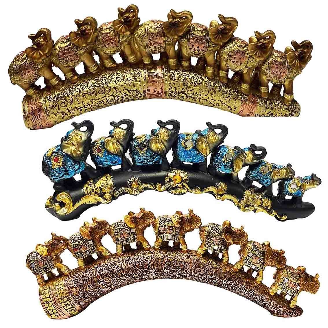 Keramikfiguren Set 3 St. "7 Elefanten auf einem Stoßzahn", 30х12 cm